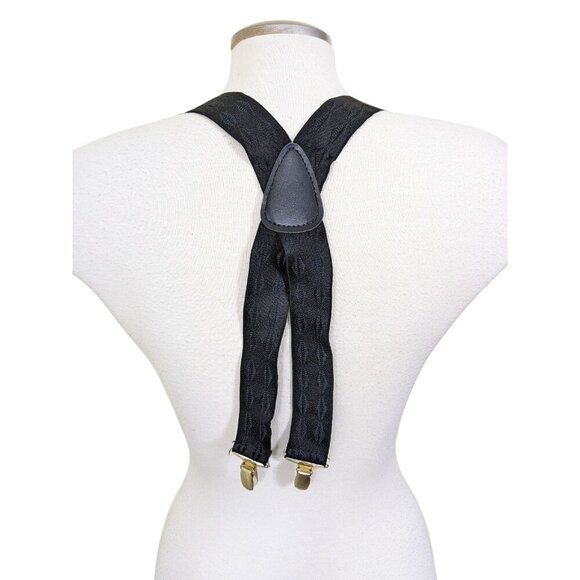 Vintage CAS West Germany Suspenders Clips Black Satin Mens Formal - Picture 2 of 4